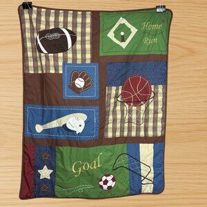 Geenny Baby Sports Patchwork Crib Quilt Vintage Boys Bedding